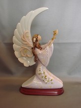 Mymicco Winged Angel Offering Up a Flower  On Wood Base - £20.11 GBP