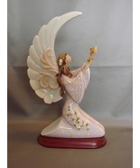 Mymicco Winged Angel Offering Up a Flower  On Wood Base - £21.50 GBP