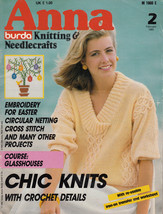 Anna Burda Knit Stitch Needlecraft Sewing Crochet 1985 #2 February Glass Houses - £7.84 GBP