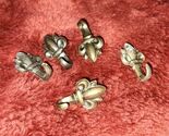 Lot of 5 Vintage Fleur de Lis Flower Design Push Pin Hanger Brass Plated... - $8.99