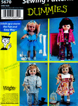 18&quot; Doll Sewing 4 Dummies Pattern American Girl Simplicity 5670 Uncut Mint Oop - £10.93 GBP