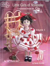 Crochet Little Girls Of Yesteryear 14" Doll Clothes American School Pattern 8406 - $6.99