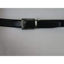 Mens VALENTINI Textured Leather Belt Classic Pin Buckle Reversible sw68 Black image 10