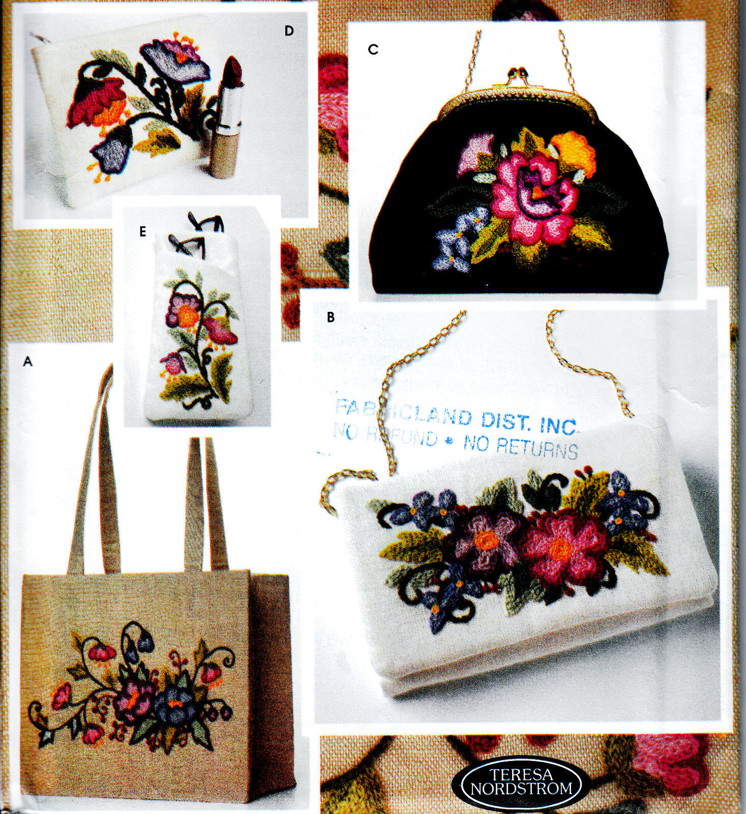 CREWEL EMBROIDERY BAGS - PURSES + ACCESSORIES SEWING PATTERN SIMPLICITY 5450 - $18.99