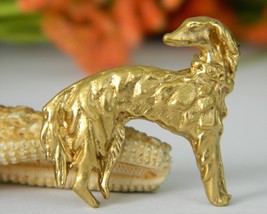 Vintage Borzoi Russian Wolfhound Saluki Hound Dog Brooch Pin Goldtone - $17.95