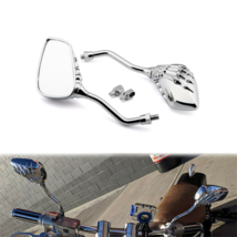 2x Motorcycle Modified Clear Vision Side Mirrors Skeleton Hand Chrome 8mm 10mm - £14.50 GBP