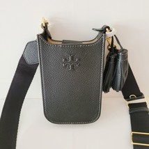 Tory Burch Thea Cellphone Crossbody Handbag Black Pebbled Leather 146464... - $137.20
