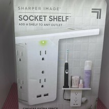 New Sharper Image Socket Shelf 8 Port Surge Protector 6 Wall Outlet 2 USB - £19.78 GBP