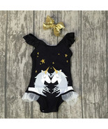 NEW Boutique Unicorn Girls Black Ruffle Swimsuit Bathing Suit  - $123.35 MXN