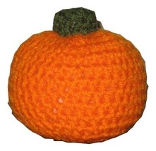 Plush Orange Pumpkin for Halloween or Fall Decor, Crocheted, Four Inches Tall - £6.79 GBP