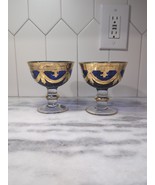 Italian Interglass Cobalt Blue Glass Compote, Serving Coupes, Gold, Set ... - $1,334.18 MXN