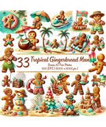 Tropical Gingerbread Man PNG Clipart – Beach Christmas Set (Digital Down... - $5.07 CAD