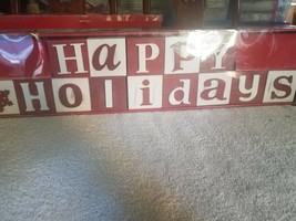 Happy Holidays Wooden Block Sign 23 inches across bottom 12 inches across top - £70.24 GBP