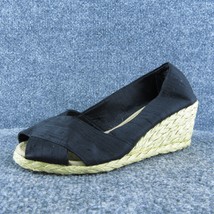 Laruen Ralph Lauren Cecilia Women Peep Toe Heel Shoes Black Fabric Size ... - £19.39 GBP