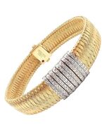 Authentic! Roberto Coin 18k Yellow Gold 9 Row Diamond Silk Weave Bracelet - $12,650.00