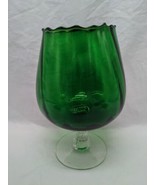 Vintage MCM Empoli Emerald Green Swirl Drink Glass Cup 4&quot; X 7&quot; - $24.75