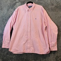 Ralph Lauren Button Up Shirt Mens 2XL XXL Pink Gingham Check Classic Fit... - £12.11 GBP