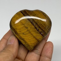 76.2g, 2.1&quot;x2.1&quot;x0.7&quot;, Tiger&#39;s Eye Heart Polished Healing Crystal @India, B33877 - £17.52 GBP