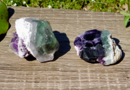 Natural Rainbow Fluorite Set of Two Crystals Green Purple for Meditation... - £15.73 GBP