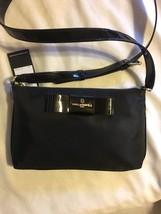 Karl Lagerfeld Shoulder Handbag Black Bow Front Patent Leather Trim NEW - £88.02 GBP