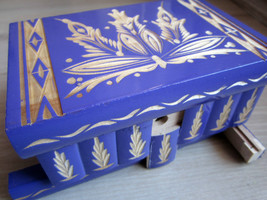 Traditional Transylvanian Wooden Puzzle Jewellery Box Case Organizer Purple - £45.10 GBP
