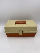 Vintage Plano 5520 Double Tray Tackle Box Beige Orange Organizer - £12.91 GBP