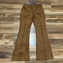 NWT SPANX 20323Q Faux Suede Flare in Rich Caramel Seamed Pull-on Pants L... - $75.99
