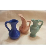Vintage Porcelain Pottery Miniature 3&quot; Pitchers Pink Blue Green - $553.18 MXN