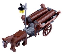 Medieval Mini Bricks OX Cart Carriage - Carrots Bottles Wooden Stakes Bl... - £10.19 GBP