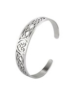 Celtic Triskelion Bracelet Womens Silver Stainless Steel Triskele Cuff B... - £15.79 GBP