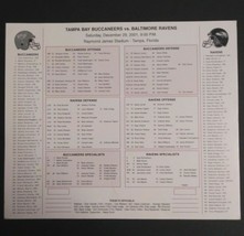 Tampa Bay Buccaneers vs Baltimore Football Media Guide Game Flip Card 12/29/2001 - £11.70 GBP