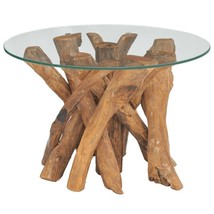 Unique Rustic Wooden Solid Teak Wood Living Room Coffee Table With Glass... - $244.06+