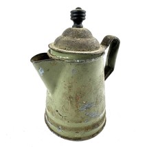 Antique Gray Swirled Enamelware Graniteware Primitive Painted Coffee Tea... - £22.09 GBP