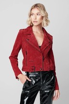 Veste en cuir femme rouge moto daim taille SML XL XXL 3XL sur mesure - £111.06 GBP