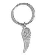 Angel Wing Keychain with Single Angel Wing Charm Silver - £6.41 GBP