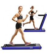 2-in-1 Folding Treadmill with Dual LED Display-Navy - Color: Navy - €445,65 EUR