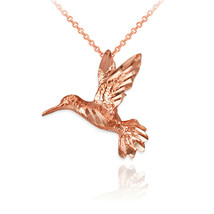 10K Rose Gold Flying Hummingbird DC Charm Necklace - £72.64 GBP+