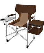 Brown Portable Camping Chair Heavy Duty Folding w/ Cup Holder Oversized ... - $148.68 CAD