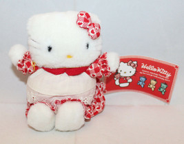 Sanrio Japan Hello Kitty Plush 11cm 4.25&quot; Tall Apron Heart Red Tag Vintage (B)  - £46.35 GBP
