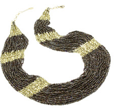 Amrita Singh Boho Beaded Gunmetal Glass Beads Large Bib Necklace NKC 130... - £16.74 GBP