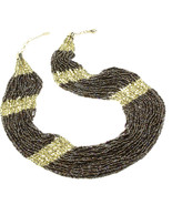 Amrita Singh Boho Beaded Gunmetal Glass Beads Large Bib Necklace NKC 130... - £16.99 GBP
