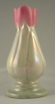 Tulip Bulb Footed Bud Vase Pearlized and Bisque Decorative Surface - £11.98 GBP