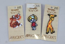  Wrights Vtg 1970s Sew.On Patchs Tiger, Child, Giraffe New Sealed Package - $19.79