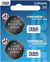 Renata CR2025 Batteries - 3V Lithium Coin Cell 2025 Battery (2 Count) - £11.95 GBP
