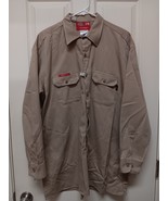 Dickies Men’s FR Long Sleeve Shirt Sz Large Khaki FIRE RESISTANT ARC RES... - £15.63 GBP