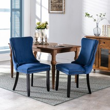 Upholstered Wing-Back Dining Chair with Backstitching Nailhead Trim Set ... - $187.20