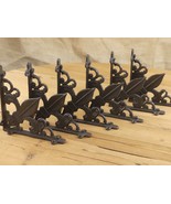 6 Fleur De Lis Shelf Brackets Cast Iron Braces Rustic Corbels 7 3/8&quot; X 7... - €35,99 EUR