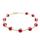 14k Yellow Gold Enamel Ladybug Chain Bracelet 8&quot; Gorgeous - €773,08 EUR