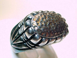 Large Vintage Two Tone STERLING Silver RING - Size 7 1/2 - £43.86 GBP