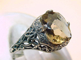 Vintage SMOKY TOPAZ RING in STERLING Silver - Size 7 - FREE SHIPPING - £45.60 GBP